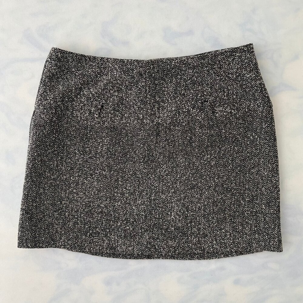 Vintage Wearever Grey & Black Herringbone Knit Mini Skirt